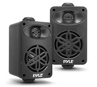 PYLE Waterproof Outdoor Speakers, 9 cm Marine Grade Pair with Universal Mount, Heavy Duty ABS Build for Boat, Patio, Pool, Indoor Use, Works with FM Radio, Bluetooth Radios