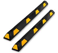 Pyle Wheel Stopper Car Vehicle & Truck Parking Curb Stops, Heavy Duty Reflective Rubber Tire Blocks Extra Wide Style High Density Engineered Black One Size