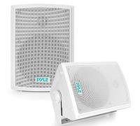 Pyle White Outdoor Speaker System, Waterproof Dual Speakers with 16.5 cm Woofer, Weatherproof Wall-Mounted Design, Heavy-Duty Grill for Pool, Patio & Indoor Use