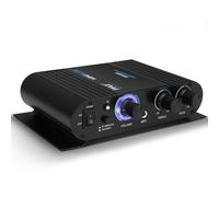 Pyle Wireless Bluetooth Home Audio Amplifier - 90W Dual Channel Mini Portable Power Stereo Sound Receiver w/Speaker Selector, RCA, AUX, LED, 12V Adapter - For Smartphone PA, Studio Use - PFA330BT