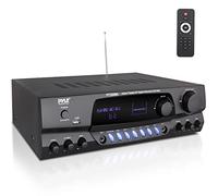 Pyle Wireless Bluetooth Power Amplifier System, 200 Watt Max, Home Theater Audio Stereo Receiver Box with FM/USB, Mic in, RCA Inputs, Echo & 2-Band EQ Control, Digital Display Screen - PT250BA