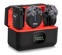 Pyle Wireless Lavalier Microphone System | Noise-Canceling Clip-On Lapel Mic with Magnetic Mount, 7H Battery, 360° Omnidirectional Audio, Charging Case | DSLR, iOS & Android for Vlogging, Podcasting