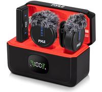 Pyle Wireless Lavalier Microphone System | Noise Cancelling Clip-on Microphone with Magnetic Mount, 8H Battery, Charging Case, Windshields | USB-C Plug & Play for Vlogging, Interviews