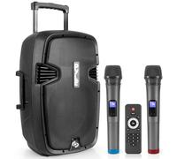 Pyle Wireless Portable PA Speaker, 1000W Bluetooth Loudspeaker, 30cm Subwoofer, Dual High-Powered PA System, 2-Way Full Range Audio, Includes Wireless Mic, USB/SD Input, for Outdoor and Event Use
