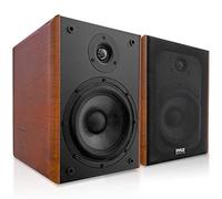 PyleUsa 5.25" Home Wooden Bookshelf Speakers, 200W Max Power, 1" Silk Dome Tweeter and Aluminum Voice Coils, Pair, Gold Plated 5 Way Binding Post,Rubber Surrounds,Beautiful Wood Grain Finish- PHQBS52