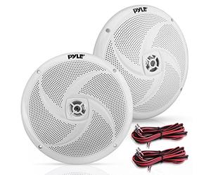 PyleUsa 8” Marine Vehicle Speakers Dual 2-Way 320W 4 Ohm Low Profile Waterproof Car Component Speaker System, 8 Oz Magnet, Voice Coil, for Custom Audio Boat, Truck, Watercraft, Mobile,Off-Road (White)