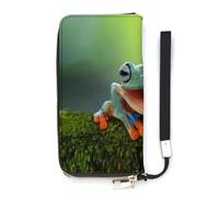 Pylon Blue Laughing Tree Frog Slim Wallet for Women Long Purse Cute Clutch Wristlet Handbag Card Holders