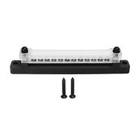 Pyltha 12 Terminal Power Distribution Block 48V 150A, Black with Cover, M6 Studs, M4 Screws - Durable Plated Brass, Dust Proof Design for Car RV Marine (Black)