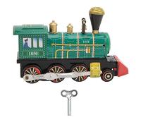 Pyltha Clockwork Locomotive Wind Up Train Toy, Tinplate Metal, Green Vintage Handcrafted Collectible - Retro Design, Easy to Use, Ideal for and Party Decor