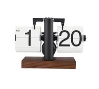 Pyltha Digital Flip Clock 12 Hour, Large Numbers, Frosted Black Frame, Wood Base - Retro Mechanical Design, Easy Time Adjustment, Ideal for Living Room and Office (type 1)