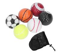 Pyltha Golf Training Ball Set, 6pcs Colorful Rubber Balls with Various Sports Elements, Moderate Size - Durable Material, Fun Practice Gift for Beginners and Kids