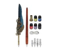 Pyltha Pen Set with Stainless Steel Nibs, Retro Design, Durable Calligraphy Pens - Elegant Writing, Wear, Ideal Gift for Artists (SP284733 sprinkled with gold and navy blue)