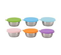 Pyltha Salad Dressing Container Cups, Stainless Steel Small Condiment Containers with Silicone Lids, 6 Pack Multi - Color - Leak Proof Design, Dishwasher Safe for Kitchen Use