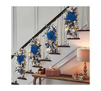 PYLTT Christmas Garland for Stairs, Lights Up Stair Trim, Cordless Prelit Stairway Swag, Blue