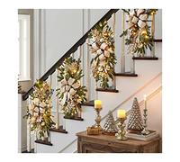 PYLTT Christmas Garland for Stairs, Lights Up Stair Trim, Cordless Prelit Stairway Swag, Silver 1pcs