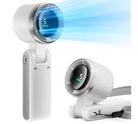 Pymoji Foldable Handheld Fan, Portable 10000mAh Rechargeable Mini Turbo Fan with Digital Display, 5 Speed Adjustable, Compact for Travel, Camp, and Office