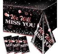 Pymurod Happy Retirement Decorations-3pcs We Will Miss You Retirement Tablecloth Rose Gold Plastic Good Luck Tablecloth for Men Women Coworkers Going Away Farewell Goodbye Party Decorations