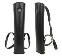 PYMUST 1pc Archery Quiver Leather Arrow Bag Shoulder-Back Adjustable Strap for Left and Right Hand Jungle Wild Hunting Shooting Target Practice (Black)