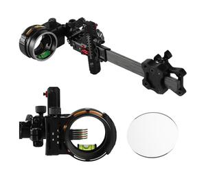 PYMUST 4/6/8X Compound Bow 5 Pin Sight CNC 0.019" Optic Sight Carbon Rod Left/Right Hand Archery Hunting Shooting Target Adjustable Aim Tool (4x)