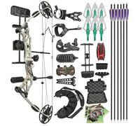 PYMUST Compound Bow Kit RTH - 30-60 LBS Adjustable Draw Weight, 16"-31" Draw Length | 320 FPS IBO Speed, Ready to Hunt & Target Shooting with Complete Accessories (camo)