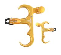 PYMUST Trigger ad arco per archi composti - Trigger ad anello in alluminio solido con rotazione di 360 ° e design a 3 dita (Doré)