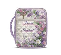 Pynewomyt Daisy Flower Lavender Bible Cover Case for Women Girls Quilted Book Carrying Case with Handle Lightweight Portable Christian Gift Bags Church Camp Essentials
