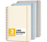 PYNEX 3 Pack Small Lined Spiral Notebook, Writing Book Journals for Women, 210 Sheets, 7mm Feint Ruled 80gsm Thick Paper, Portable Writing 5″× 8″ - Morandi Tone 2