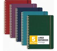PYNEX 5 Pack Small Lined Spiral Notebook, Writing Book Journals for Women, 350 Sheets, 7mm Feint Ruled 80gsm Thick Paper, Portable Writing 5″× 8″ - Vintage 1