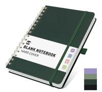 PYNEX A5 Blank Notebook, Hardcover Blank Journal for Women,140 Pages, Sketch book for Work, Study - Dark Green