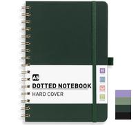 PYNEX A5 Dotted Notebook, Hardcover, Bullet Dot Grid Journal for Women,140 Pages, Writing Notebook for Work, Study - Dark Green