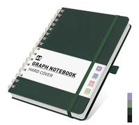 PYNEX A5 Graph Paper Notebook, Hardcover Squared Journal for Women,140 Pages, Writing Notebook for Work, Study - Dark Green