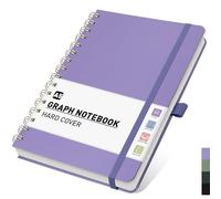 PYNEX A5 Graph Paper Notebook, Hardcover Squared Journal for Women,140 Pages, Writing Notebook for Work, Study - Purple