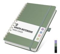 PYNEX A5 Graph Paper Notebook, Hardcover Squared Journal for Women,140 Pages, Writing Notebook for Work, Study - Sage Green