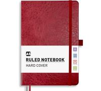 PYNEX A5 Lined Diary Notebook, Leather Journal for Women and Men, Hardcover, 200 Pages with 8 Planning Sheets, Ideal for Writing, Work and Study, 14.5 x 21cm - Red