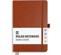 PYNEX A5 Lined Diary Notebook, Leather Journal for Women and Men, Hardcover, 200 Pages with 8 Planning Sheets, Ideal for Writing, Work and Study, 14.5 x 21cm - Brown