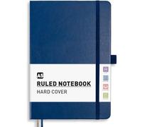 PYNEX A5 Lined Diary Notebook, Leather Journal for Women and Men, Hardcover, 200 Pages with 8 Planning Sheets, Ideal for Writing, Work and Study, 14.5 x 21cm - Blue