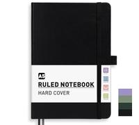 PYNEX A5 Ruled Notebook, Leather Journal for Women, Hardcover, 192 Pages, for Writing, Work, Study 14.5 x 21cm - Black