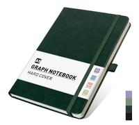 PYNEX A5 Squared Notebook, Grid Journal for Women, Hardcover, 192 Pages, for Writing, Work, Study 14.5 x 21cm - Dark Green