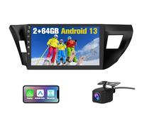 Pyniro 2+64 Car Radio Stereo for Toyota Corolla 2014-2016 10 Inch Android 13 Head Unit Touchscreen with Wireless CarPlay Android Auto Bluetooth GPS Navigation with Rear Camera