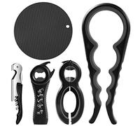 pyntop Jar Opener for Weak Hands - 5 Pack Bottle Openers for Arthritis Hands, Can Openers for Arthritic Hands, Top Gadgets Disability Aids and Equipment for Kitchen (Black)