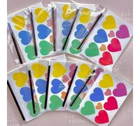 PYO Edible paint palette x10 for paint your own cookies biscuits with mini paint brushes and ingredients allergens labels kids party fondant icing painting pallets HEARTS PACK OF 10