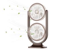 PYOCRD Personal Desktop Fan, Portable USB Charging Fan with 5 Adjustable Speeds & Variable Night Light, 360° Swivel Dual Fan Heads, Quiet Cooling Fan for Home Office Travel Camp