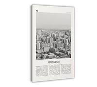 Pyongyang Black And White, North Korea City Travel Landscape Canvas Wall Art Posters And Prints Room Aesthetic Bedroom Office Decor 16x24inch(40x60cm)