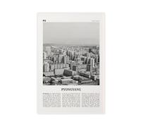 Pyongyang Black And White, North Korea City Travel Landscape Canvas Wall Art Posters And Prints Room Aesthetic Bedroom Office Decor 12x18inch(30x45cm)