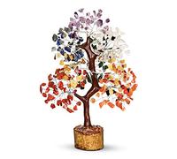 PYOR 7 Chakra Crystal Bonsai Tree, 10-12 inch, Red, Amethyst, Lapis, Carnelian, Clear Quartz, Yellow Aventurine, Green Aventurine, Silver Wire