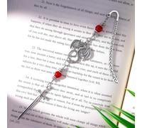 Pyotivol Vintage Bookmark Dagger Sword Pendant Silver Metal Hook Book Mark with Dragon and Glass Bead Chain -Fantasy Book Marks for Reading Women, Men, Book Lovers, Girls and Teachers Bookmarks