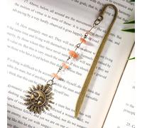 Pyotivol Vintage Witchy Sun Pendant Brass Metal Hook Himalayan Salt Stone Bookmark,Natural Crystal Chain Bookmarks for Reading Women,Men,Girls,Teens and Students