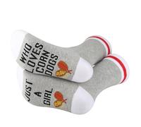 PYOUL 1 Pair Corn Dog Lover Gift Who Loves Corn Dogs Socks Corndog Socks Hot Dog Lover Gift Foodie Gifts (UK, Alpha, One Size, Regular, Regular, Corn Dogs 1 Pair)