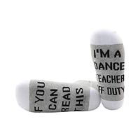 PYOUL 1 Pair Dance Teacher Socks Dance Teacher Retirement Gift If You Can Read This I'm A Dance Teacher Off Duty Socks (Dance Teacher Off Duty 1 Pair)