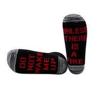 PYOUL 1 Pair Firefighter Gift Firefighter Socks Fireman Gift Do Not Wake Me Up Unless There Is A Fire Socks (Is A Fire Black Ankle 1 Pair EU)